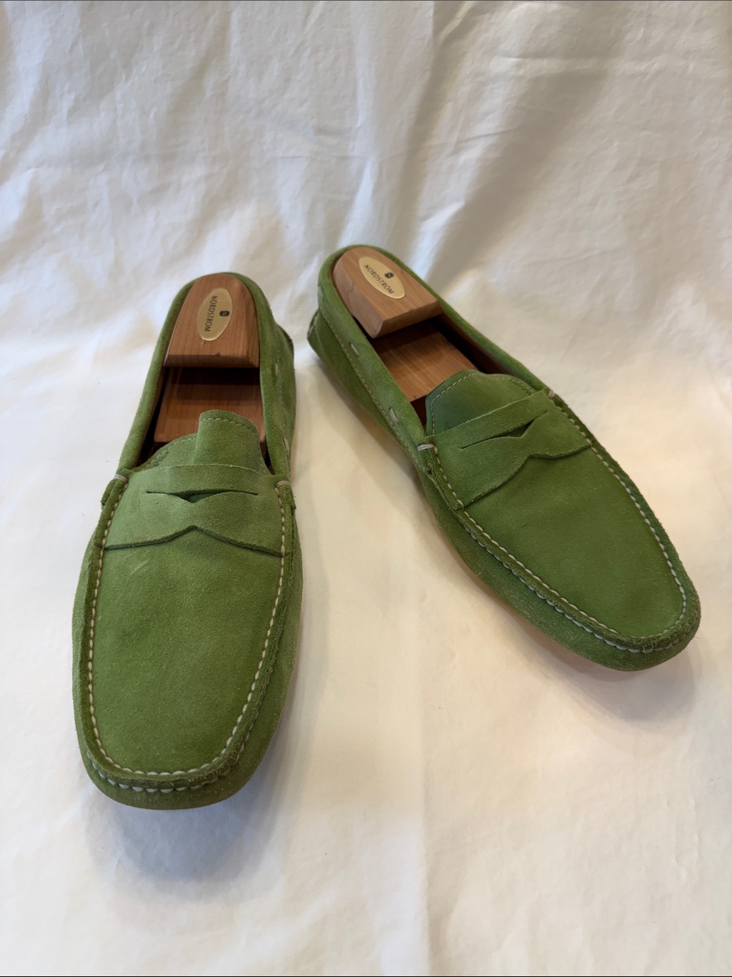 Prada Green Suede Penny Loafer Driving Moccasins